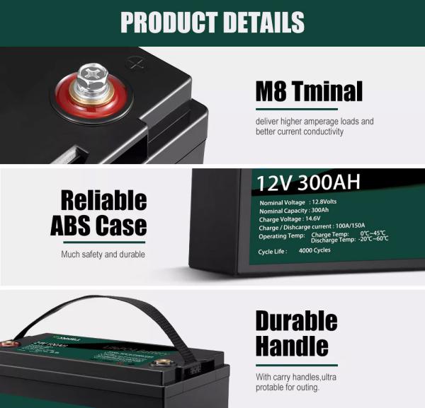 Golf Cart 12V Lithium Battery Pack Lifepo4 Battery 300ah For Cold Weather