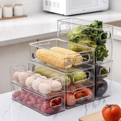 Caixas organizadoras de geladeira transparentes finas de plástico empilháveis