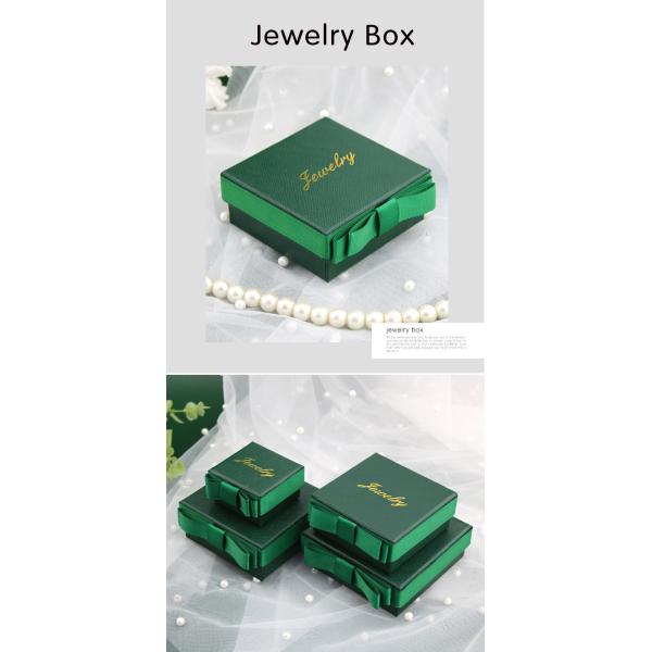 Luxury Green Color Rigid Cardboard Gold Logo Set Jewelry Gift Box With Ribbon Bow