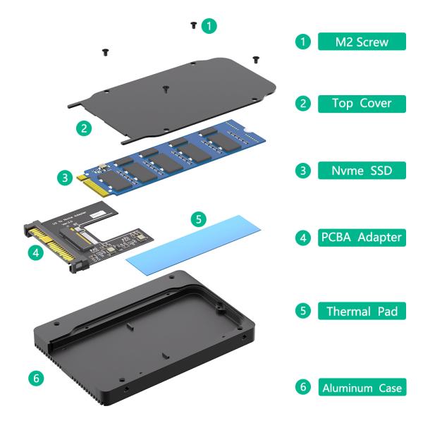 17 X 11.5 X 3cm SFF 8639 Adapter M.2 NVMe To U.2 SSD Adapter