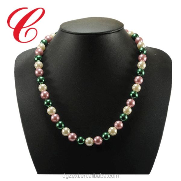 Chenzhuxi Hot Vintage Green Pink Cream Pearl Necklace for Dress Accessories