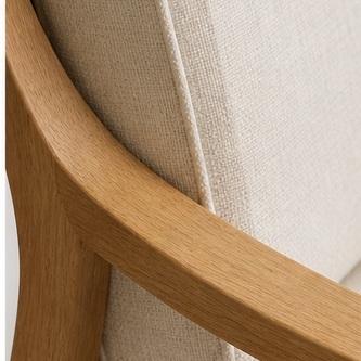 Japandi Solid Wood Lounge Chair with Loose Cream Cushions  LG-5005