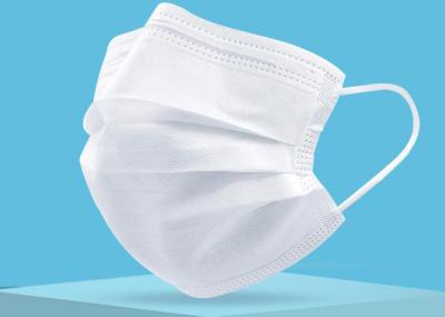 White Color 3ply Disposable Medical Face Mask 17 X 9cm Nose Bridge Design