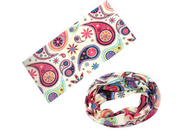 Womens Biker Headbands Blue Petal Logo , High Elastic Cycling  Headwear