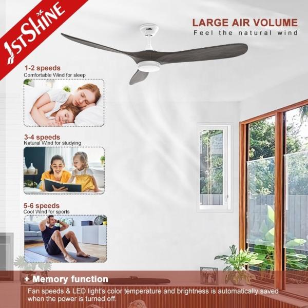 60 polegadas 3 lâminas Ventilador de teto de madeira com luz para quarto