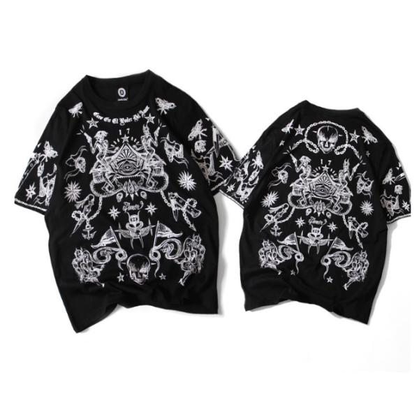 Fashional street hip hop style with skull printed wholesale men's oversize cotton t shirt