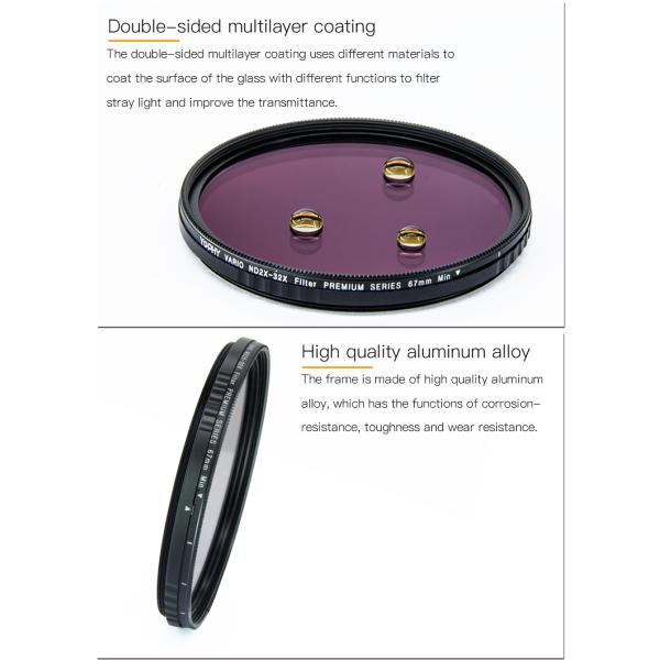 HD Camera lens filter 67mm 77mm 82mm optial glass multicoating black ring with gold line