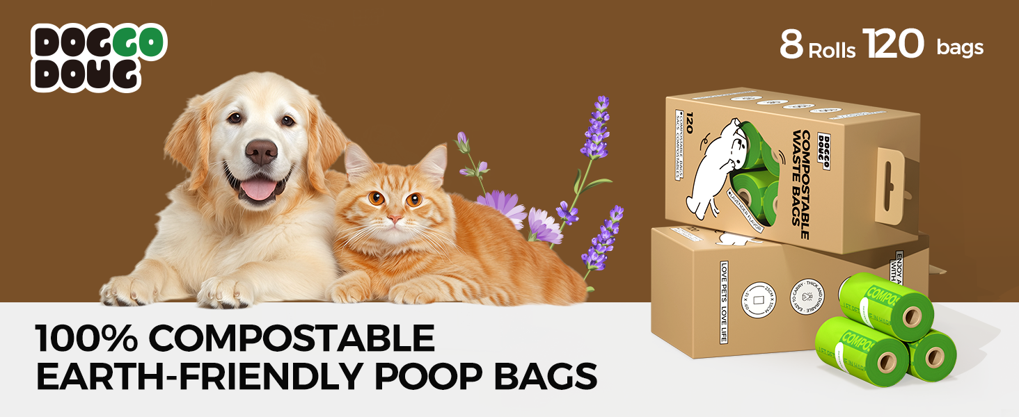 Docco Doug 100% Home Compostable Leak-Proof Odor Control Pet Waste Bags for Dogs