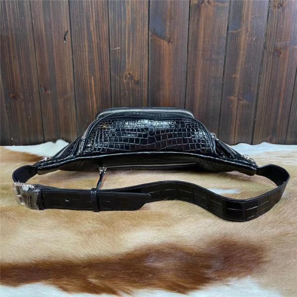 Casual Style Authentic Alligator Skin Men's Small Waist Packs Exotic Genuine Crocodile Leather Male Travel Chest Bag