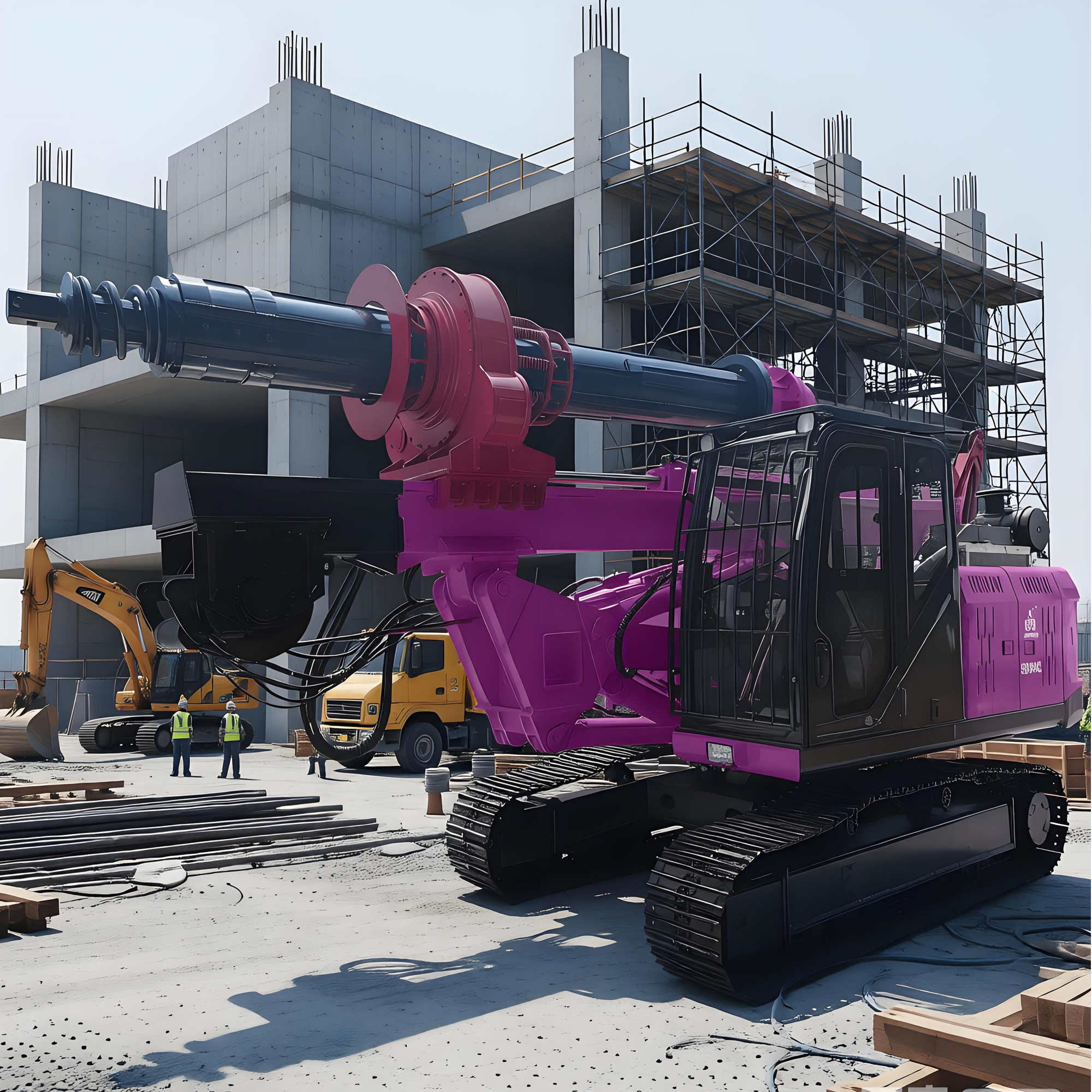 High Precision Rotary Auger Borehole Drilling Rig 15m Depth Hydraulic Rotary Drilling Rig