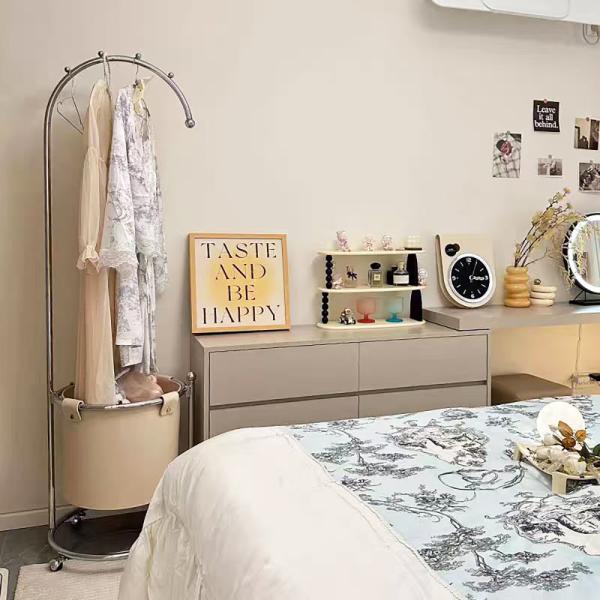 Modern Simple Floor Rack Stainless Steel / PU Leather Organiser