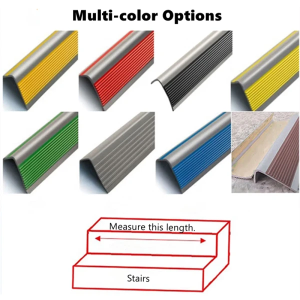 Anti-Slip Stair Treads Rubber Floor Decking External Stair Edge Nosing Trim Vinyl Floor Strips for Indoor & Outdoor Stairs