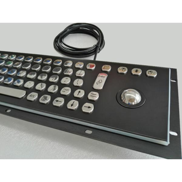 Black Metal Stainless steel Industrial Mounted Keyboard with Trackball Pointing Device