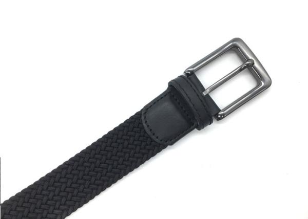 Men Cowhide Braided Fabric 3.5CM Elastic Woven Stretch Jeans Belts