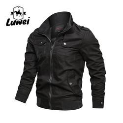 Windcheater Giacca Cotton Thin Fall Top Abrigos Hombre Utility Long Sleeve Oversize Solid Color Jacket with Zipper