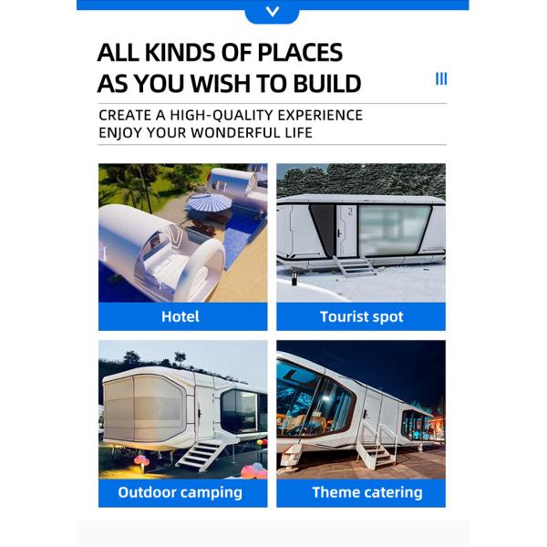 Luxury Mobile Home Aluminum Prefabricated Full House Smart Space Capsule for Villages