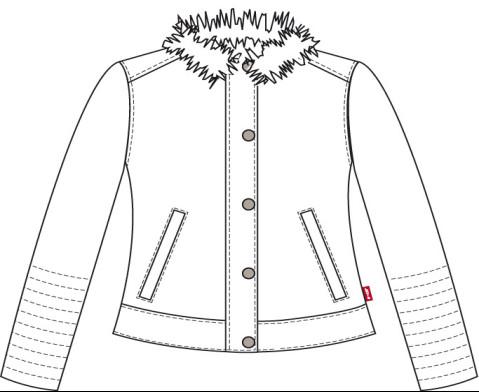 Levis Ladies' Charcoal Pleather Jacket With Detachable Sherpa Collar LEDO1741