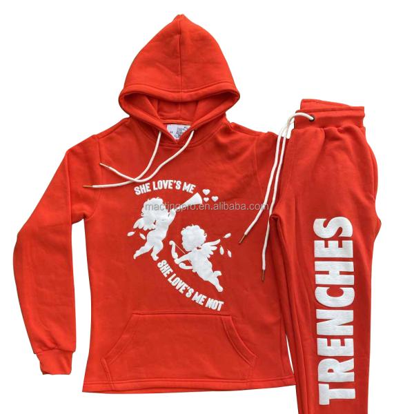 Hoodies Unisex Silk Screen Printed Tracksuit Mens Sweatshirt 3D Puff Print Hoodie Tracksuit