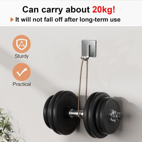 Stable and Durable Adhesive Hooks Stainless Steel Wall Hooks Stick on Hooks