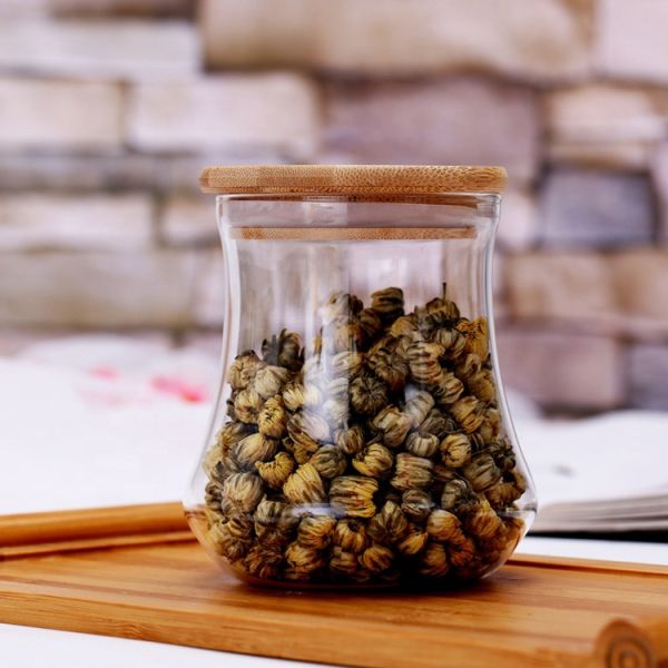 Heat Resistance Borosilicate Glass Canister Jar With Airtight Bamboo Lid Food Storage