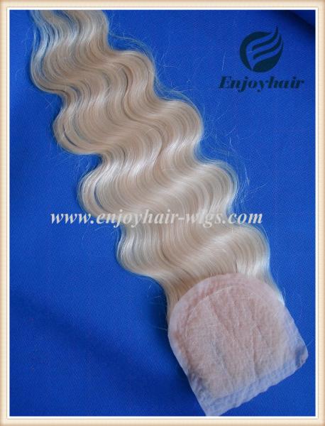 Silk top closure 4''x4'' malaysian virgin hair 613# color body wave 10''-24''three part
