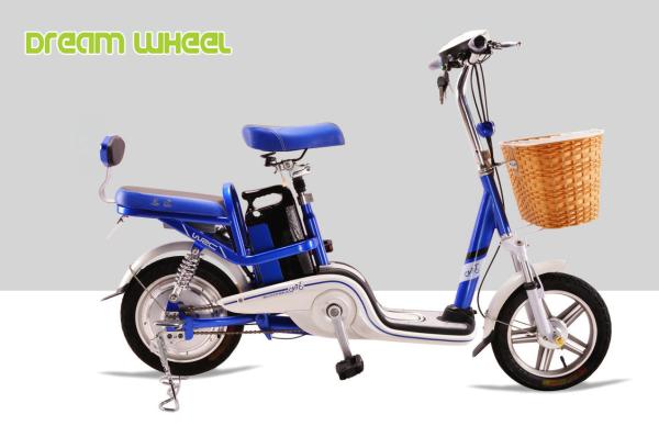 Small City 25km/H Electric Bike Moped Scooter 250W 48V 14 Dual Seat
