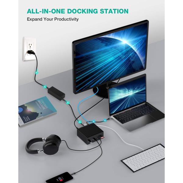 Ноутбук 15 в 1 Macbook Pro Докинг-станция Трипл Монитор с USB 3.1 2.0 RJ45 LAN SD