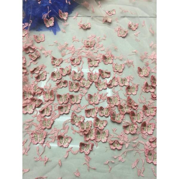 French 3D Butterfly Wedding Net Lace Fabric , Fashion Bridal Lace Fabric 125 cm Wide