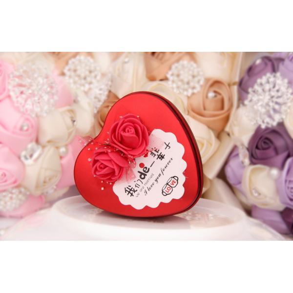 O coração deu forma à lata de lata dos doces/à caixa da lata chocolate do casamento impressão de CMYK + de PMS