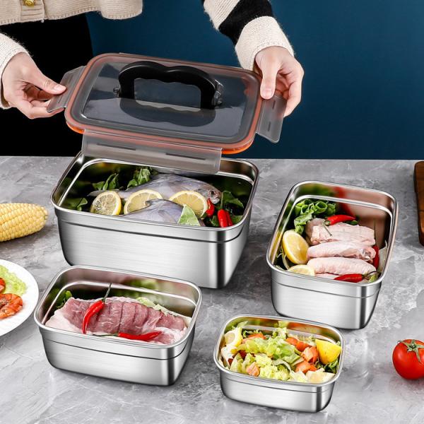Containers de armazenamento de alimentos de metal OEM 3500ml Containers selados de aço inoxidável