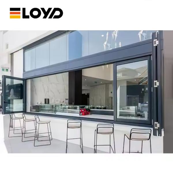 Triple-Panel Aluminum Folding Window with Double Tempered Glass