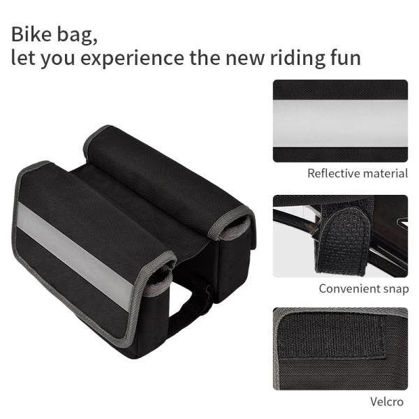 Large Phone Bike Bag Waterproof Rear Under Seat Reflective Strip Pouch For Cycling 7X6X5