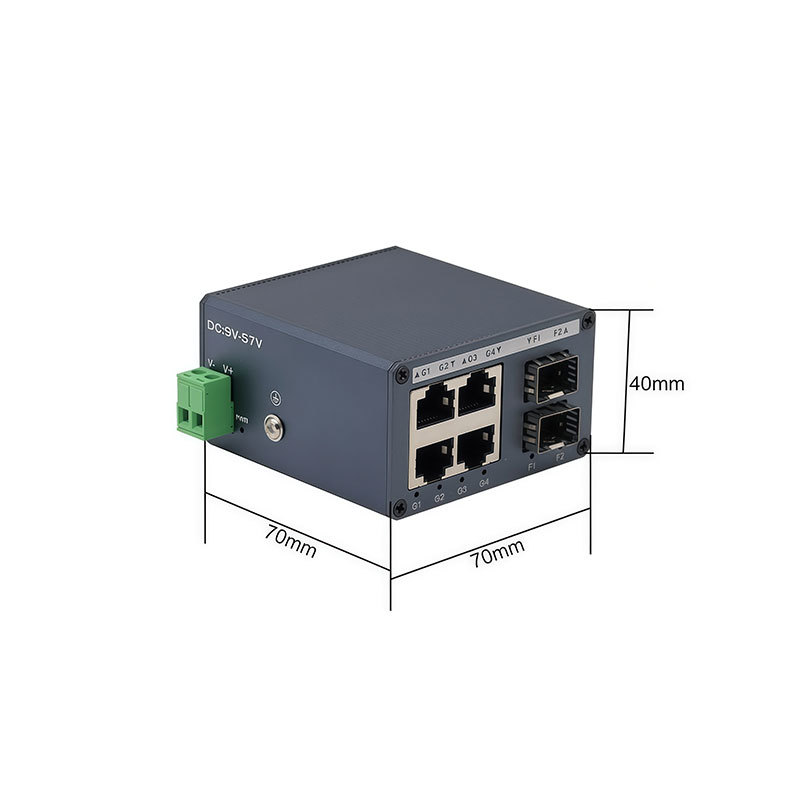 Mini Industrial Gigabit Switch 2 SFP Fiber 4 RJ45 Ports Ethernet Network Switch