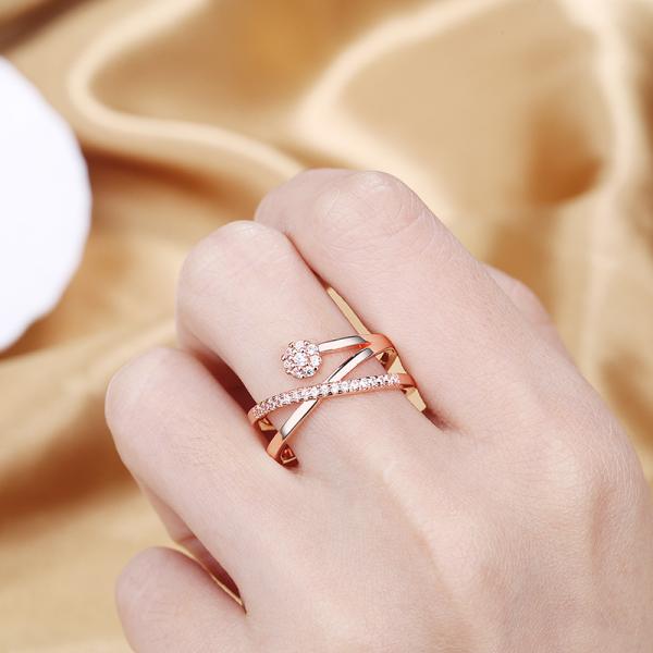 AAA CZ Stones Sterling Silver Women's Ring Adjustable