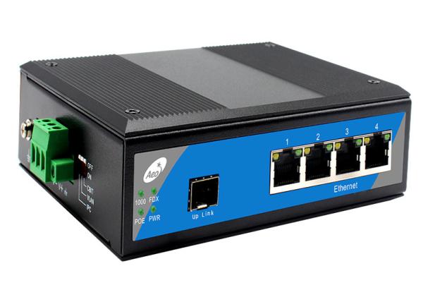 Unmanaged Industrial Gigabit Fiber POE Switch With 1 SFP Slot And 4 Ethernet Ports