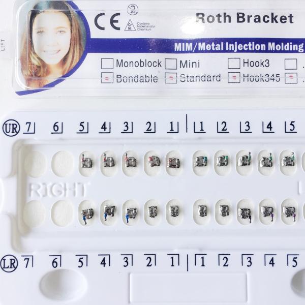 Grade médical en acier inoxydable Mini Roth MBT.022/.018 Crochet sur le support de support de dessin animé pour le traitement orthodontique 20 unités/ensemble
