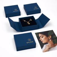 Boîte à bijoux bleu marine avec double porte magnétique, boîte cadeau de luxe pour alliances