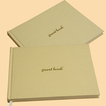 Customize B5 Linen Fabric Blank Hardcover Guest Book Gold Hot Foil Stamping Cover