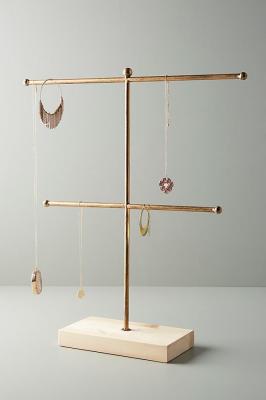 Iron And Wood Two Tiered Jewelry Ring Stand / Jewellery Counter Display Stands