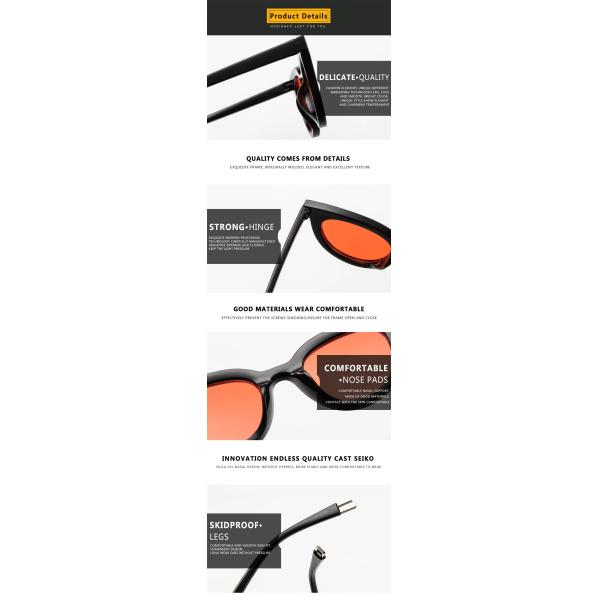 UV400 Round Women Retro Ladies Oval Sunglasses Acrylic Lens