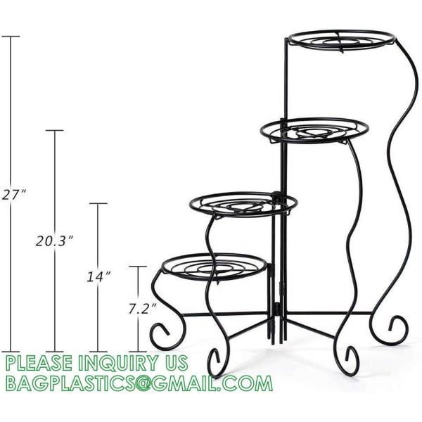 Plant Stand Indoor Outdoor, Plant Shelf Multiple Flower Pot Holder, Metal Wrought Iron Planter Shelf Plant Display