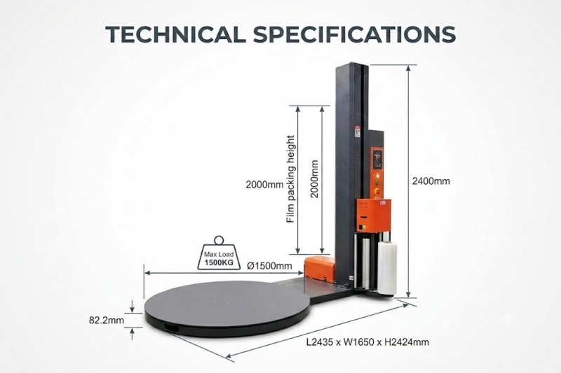 1500KG Intelligent Automatic Stretch Film Pallet Wrapping Machine For Warehouse Logistics