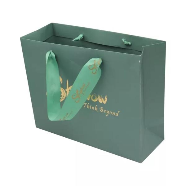 Boutique Printed Paper Carrier Bags Foldable Reusable With Logo