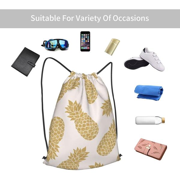 Pineapple Gold Gym Waterproof Drawstring Backpack For Yoga Sport Travel