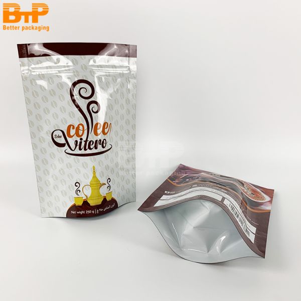 Custom Printed Pouch 250g 500g Food Grade Reusable Stand up Foil Zipper Tea Coffee Packaging Bags with Valve