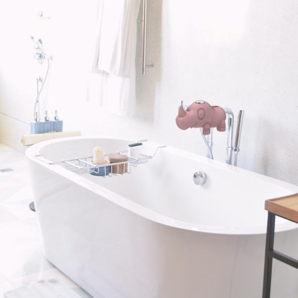 Couverture de bec d'eau de baignoire de couleurs de Pantone Forme mignonne de rhinocéros de bande dessinée libre de BPA