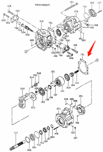 Пакуя польза YW10V00003S751 для пригонок Kobelco SK100-5 SK120-5 насоса