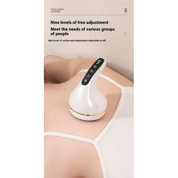 USB Rechargeable Electric Cupping Massager with 9 Strength Grade Suction and 9 Temperature Settings for Deep Muscle Relaxation