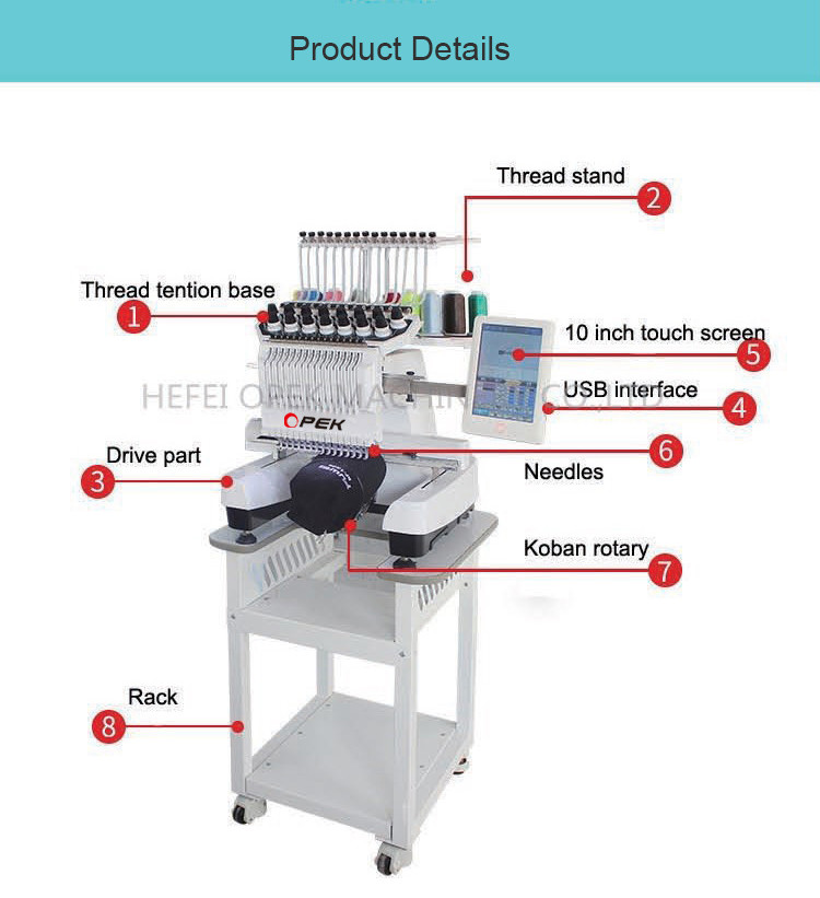 accuracy Multi Head Embroidery Machine with Maximum Speed up to 1200 RPM