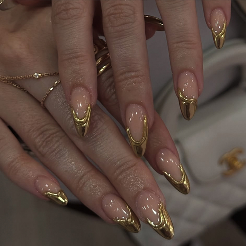 Gilded Design 3D False Nails Private Label FDA Almond Long Nails